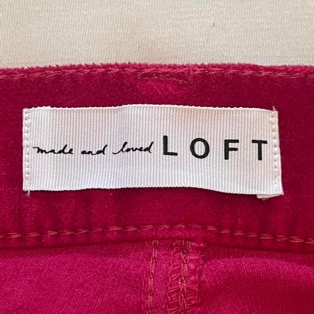 Hot Pink LOFT velour skinny pants petite 4. - Picture 3 of 5